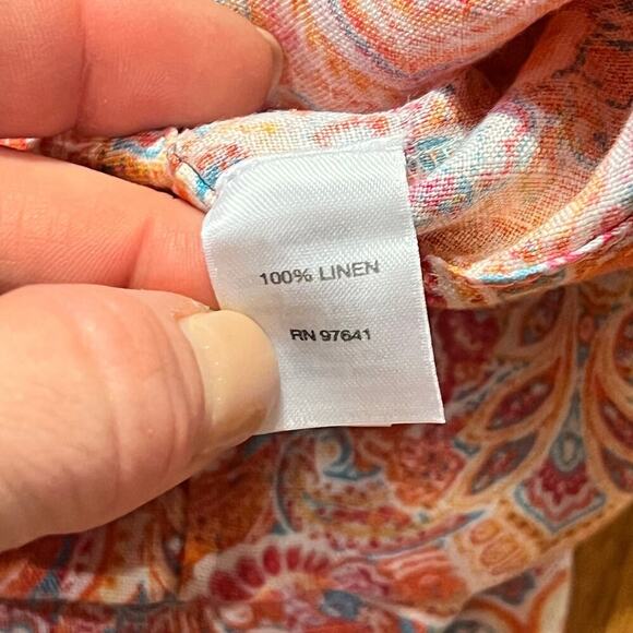 J. Jill Love Linen Paisley Printed Sleeveless Midi Dress Pockets Size Small Boho - Picture 8 of 8